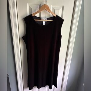 Susan Graver Style Pullover Black Velvet Sleeveless Midi Dress Size XL